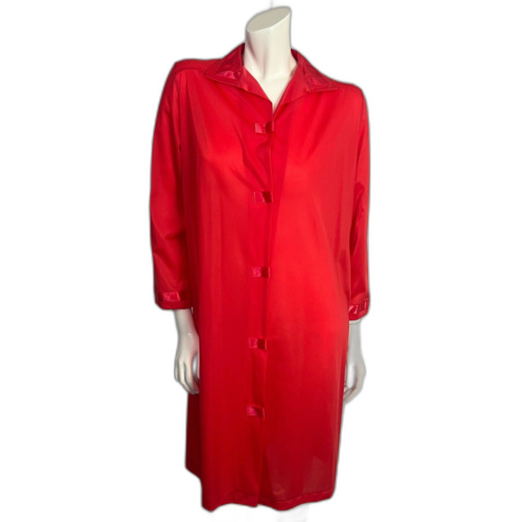 Other - Vintage 1960s Henson Kickernick Red Long Sleeve Button Up Nightgown Size S